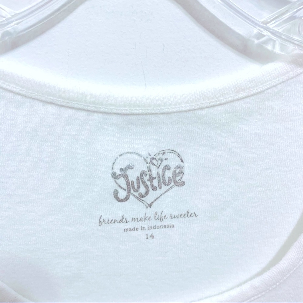 Justice Girl’s White Sequins Tank Top “Hope” - Picture 2 of 4